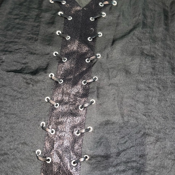 NWT NBW Black silk and leather tank top - Picture 3 of 6